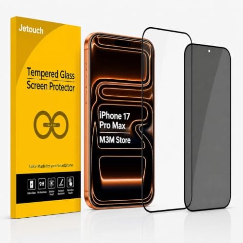 Premium Tempered Glass Screen Protector for iPhone 17 PRO MAX, 9H, 1 Privacy + 1 HD Clear Glass, Full Coverage, Scratch Resistant, Case Friendly, High Touch Sensitivity, Easy Installation, 2-Pack