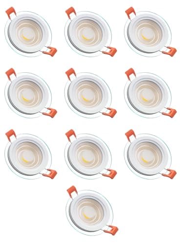 Built-in Round LED Spotlight, Set of 10, 6W, 3 Color Temperatures (3000K/4000K/6000K), High Quality Glass, Ceiling Mount, Indoor Decorative Lighting Light fixture