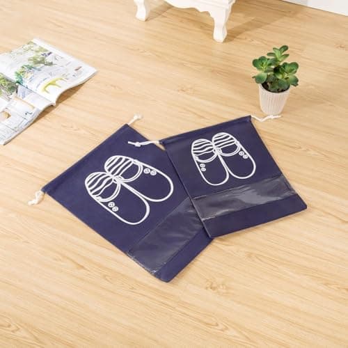 Large Fabric Shoe Storage Bag for Travel and Home Organization Breathable Shoe Pouch with Transparent Window for Easy Identification 32x45 cm Size
