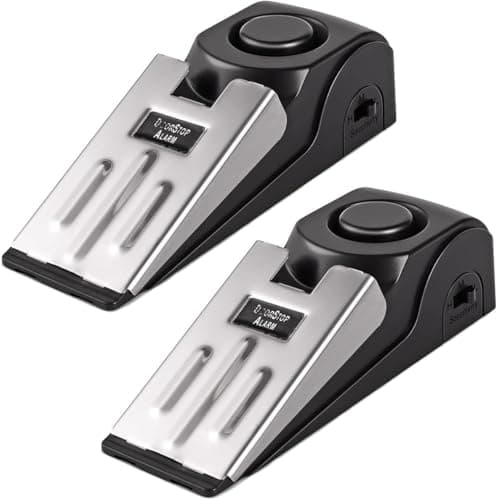 Portable Door Stop Alarm Battery Operated Security System with High Decibel Siren and Floor Wedge Stopper for Home Hotel Travel and Office Safety
