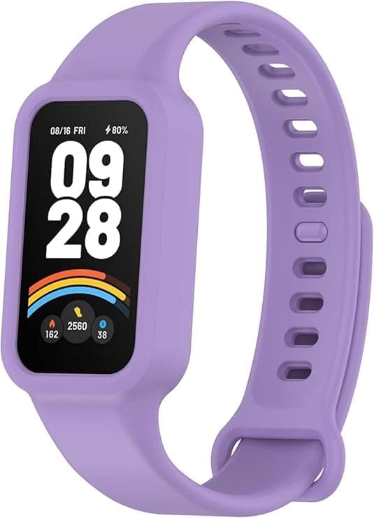 Compatible with Xiaomi Smart Band 9 Active/Xiaomi Redmi Smart Band 3, Soft Silicone, Comfortable Protective Case and Built-in Replacement Watch Band
