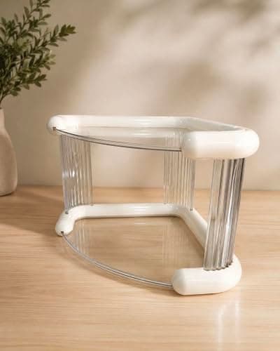 2-Tier Acrylic Corner Organizer for Perfumes and Makeup with Glass Shelves