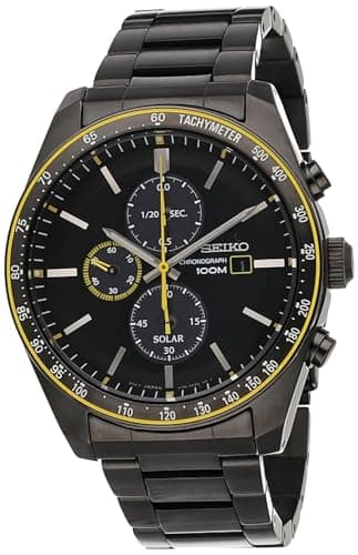 Seiko Solar Chronograph Quartz Black Dial Men's Watch SSC723