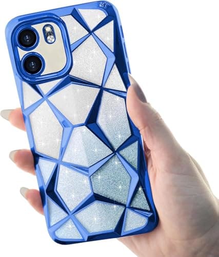 Compatible With (Vivo Y27S) Case Plating Bling Gradient Glitter Clear Cover Soft TPU Silicone Cute Camera Protection Shockproof Back For Women Girls Case. (Blue)