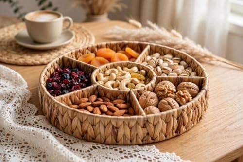 Generic Natural Wicker Snack Tray – 5 Compartments (100% Natural Wicker, Handmade), .ho