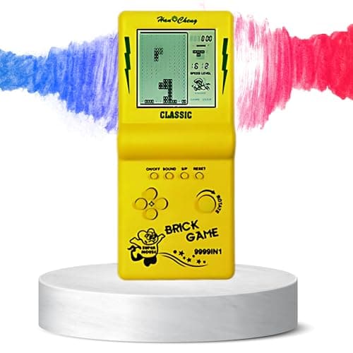 New Portable Retro Games Console - 23 Integrated Games: Brick, Snake, Puzzles & More - Mini Gaming Console, Children's Gift, Classic Toy, Pocket Console, Adjustable Difficulty (Yellow) Preloaded electronic game