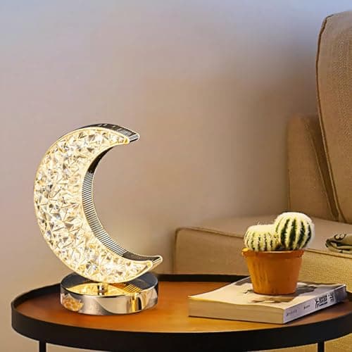 Auspfav Table Lamp,3 Lighting Modes, USB-Powered, 2-Hour Standby,for Christmas or Ramadan decorations (Moon)