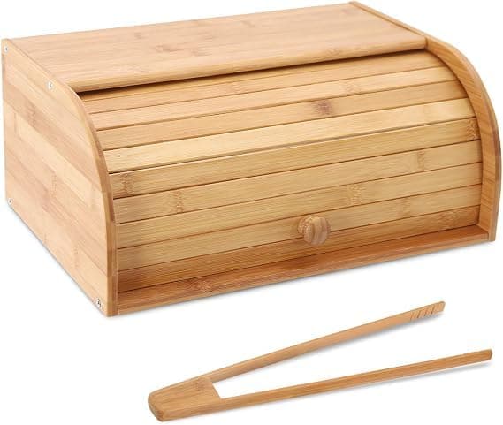 Bakery and Food Produce Container Helps Keep Moisture Safe - Wooden Handle for Easy Opening - Suitable for Storage and Daily Use KH