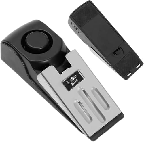 Portable Door Stop Alarm with Anti-Skid Wedge Security Alert System Battery Operated Entry Warning Device for Home Travel Hotel Security Protection