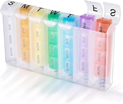 Circle M Weekly Travel Pill Organizer: 4-Times-a-Day AM/PM Reminder Case