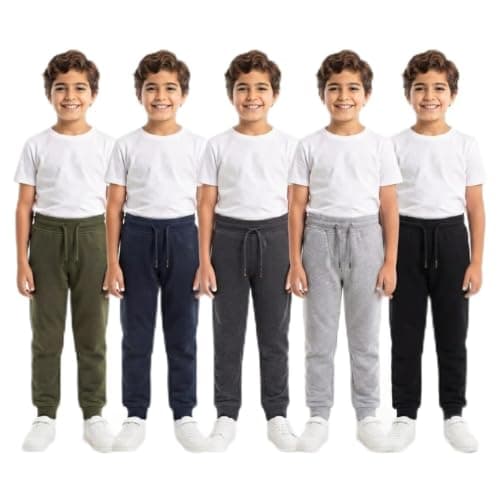 Red Circle Unisex Kids Bundle of 5 Plain Pants Zipper Bundle of 5 Plain Pants Zipper