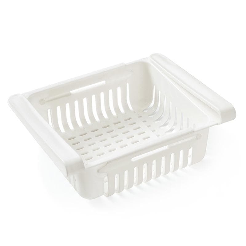 Expandable Refrigerator Drawer Organizer Plastic Sliding Fridge Shelf