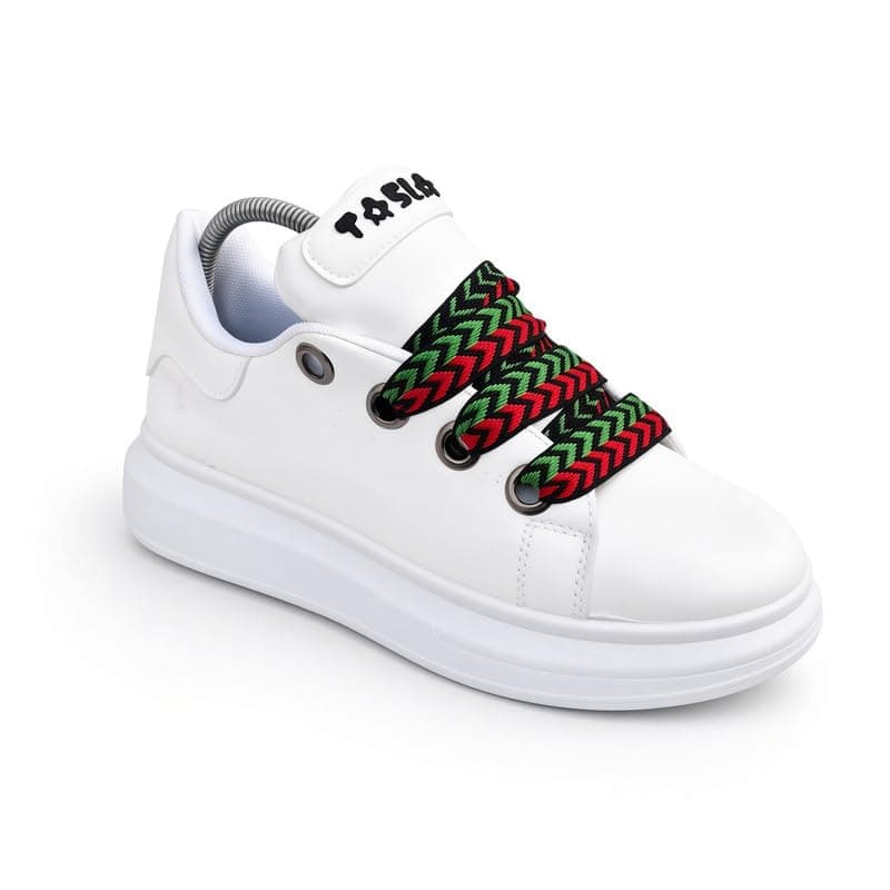 Tosla White Sneakers with Colourful Laces, Platform Sole-62270111050_41 size 41 Shoes