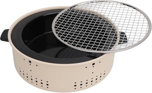 Portable Round Charcoal BBQ Grill with Foldable Legs Stainless Steel Mesh and Grilling Tools for Outdoor Camping and Home Indoor Cooking Black Barbecue grill