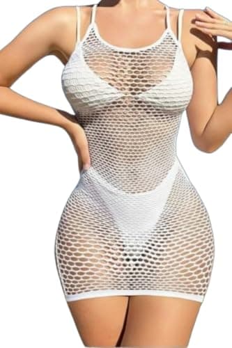 طقم لانجيري شبك لون ابيض, One Size Bra underwear set