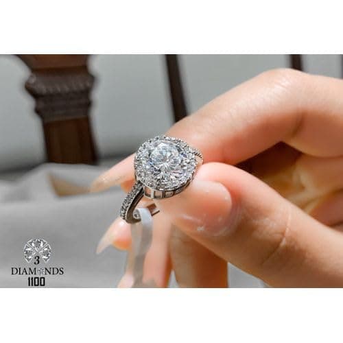 3 Diamonds 292474661779165 Platinum Plated Ring for Women with Zircon Stone - Silver