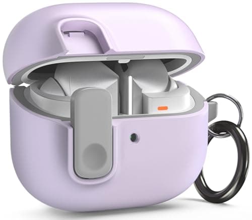 VRS Design Modern Lock compatible with Samsung Galaxy Buds3 case and Galaxy Buds 3 Pro case cover (2024) Secure Lock Protection with Carabiner - Purple Portable electronic device cover