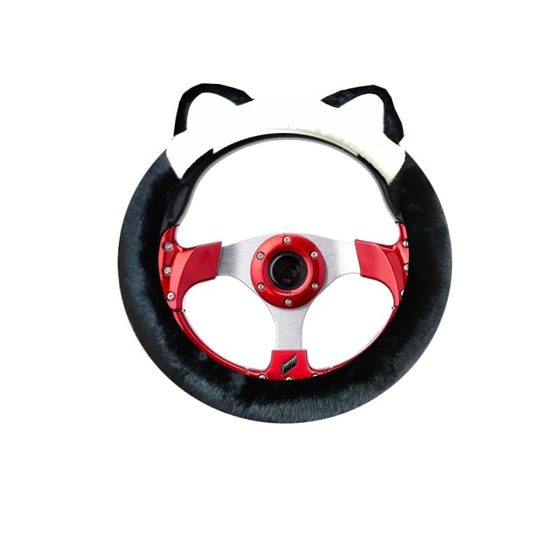 Steering Wheel Cover Protector - Non-Slip Car Accessory - Fit for Angel Cars (Fur Cover Girl, Code:10311) - KaberTrade