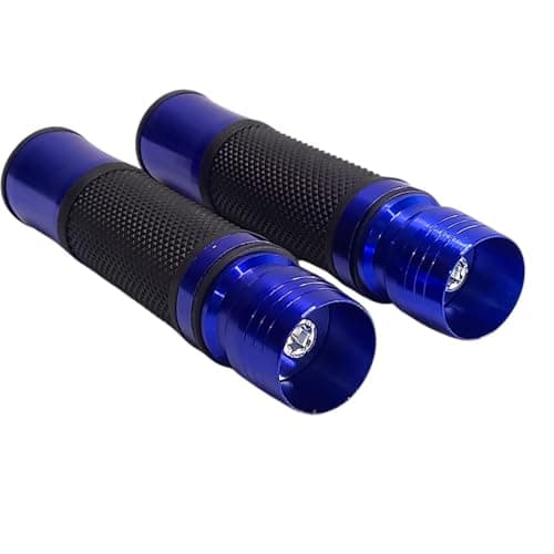 LOKYBOY Motorcycle Grips, Metal, Rubber, Grooved Design, Pair of Pieces.