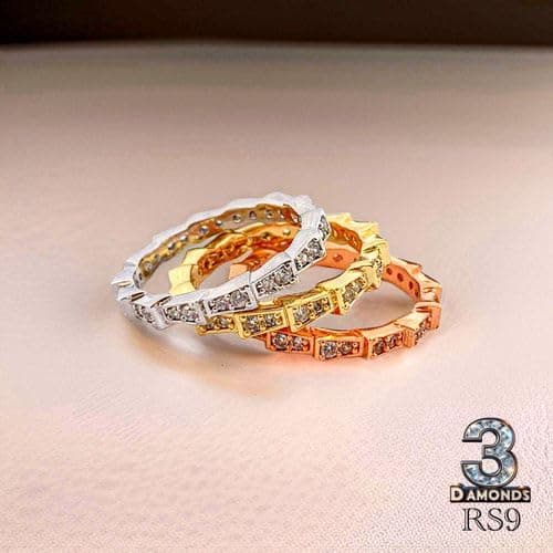 3 Diamonds 292474661779491 3-Ring Set - Silver, Gold, Rose Gold, Platinum Plated & High-Quality Gold