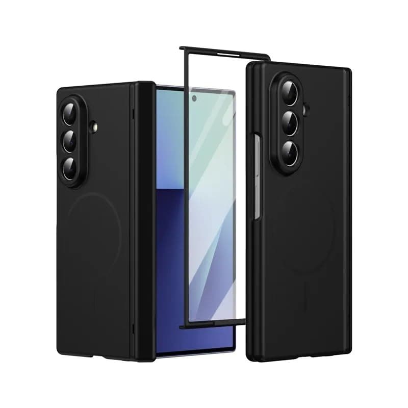 Shock Resistant Phone Back Cover (Compatible with Samsung Galaxy Z Fold 8 Ultra) with Tempered Glass Screen Protector Slim Back Cover (Black) Cellular phone case