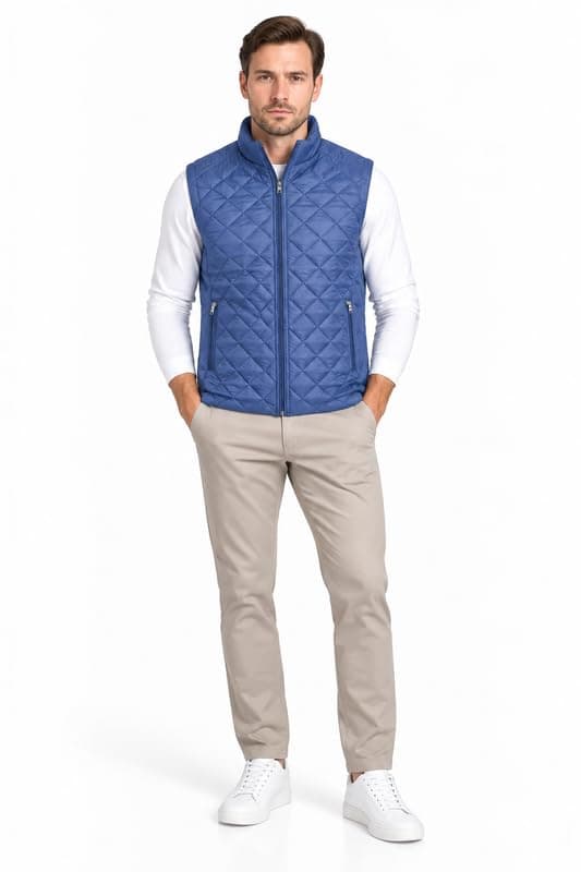 WAHDAN Men's Quilted Puffer Vest, Zip-Up Sleeveless Jacket 490607093