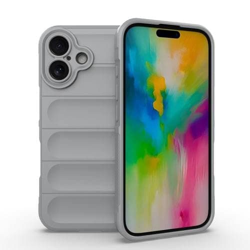 Bump Silicon TPU Shild Case with Microfibre Lining and Camera Protection,Magic Shield TPU + Flannel Phone Case (Light Gray, iPhone 16 Plus) Cellular phone case