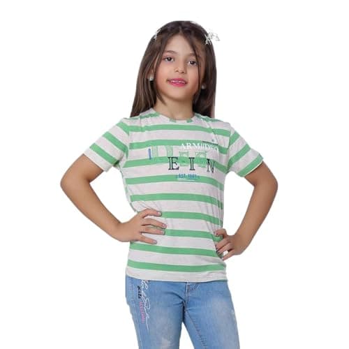 BEBO Girls Girls Printed Text Sleeve T-Shirt 6 Years Green