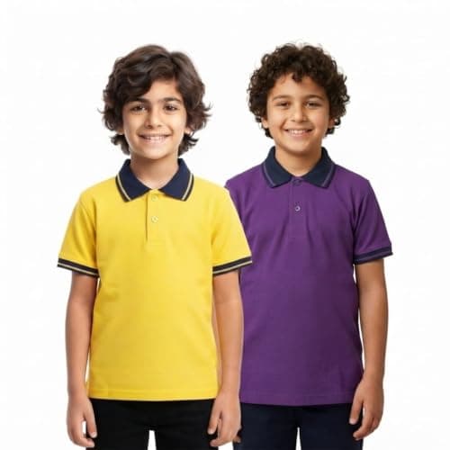 Red Circle Bundle of 2 Half sleeve polo shirt Kids YELLOW-mauve 16