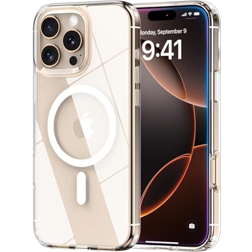 SaiMeun Clear Magnetic for iPhone 16 Pro Case, [Compatible with MagSafe][Not Yellowing][Military-Grade Protection] Crystal Clear Shockproof Protective case for iPhone 16 Pro-6.3 inch (Clear) Cellular phone case