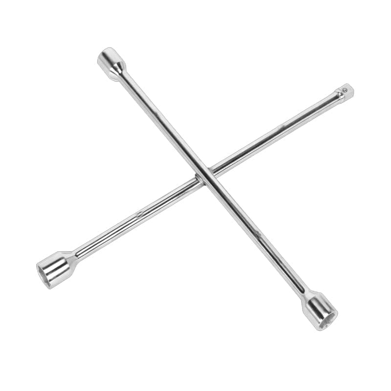 KaberTrade KaberTrade Cross Wheel Wrench Wrench Car Tire Pry Tool (Silver with Bit, Length 30cm, Size 17/19/21/2mm, Code:9430)