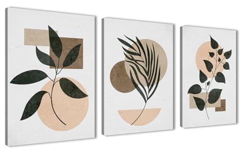 NOVA ART Canvas Wall Art Abstract Botanical Geometric Shapes Wall Art Prints for Bedroom Living Room Office Etc Modern Home Decor 30cm x 40cm x 3pcs