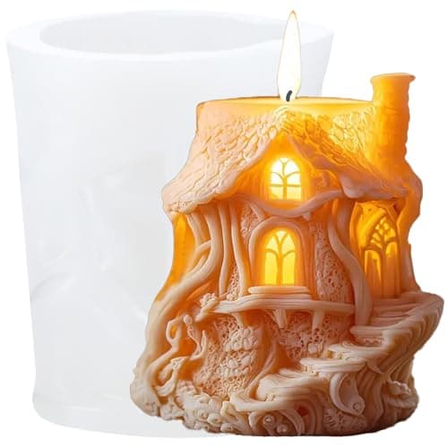 XIAOSHUI Tree House Candle Mold House Resin Casting Silicone Molds | Tree House Cylinder Silicone Mold for Candle Making Reusable Resin Casting DIY Aromatherapy Wax Soap Gypsum Craft Home Decor