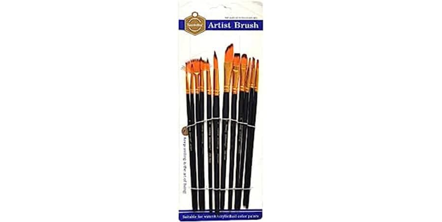 Keep Smiling Professional Artist Paint Brush Set 12-Pieces, Black/Gold Art craft kit