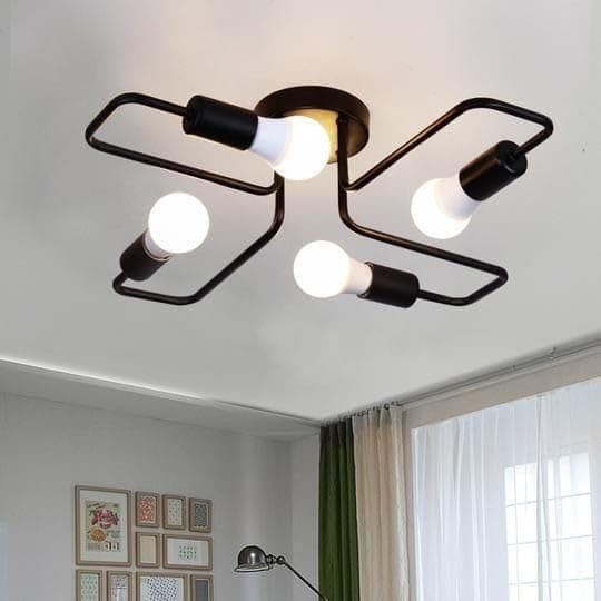 Generic Pendant Light 4 Bulb Without Bulbs 25x45x25cm Black