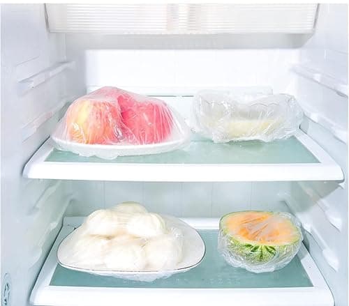 80Pcs Disposable Food Storage Covers Elastic Plastic Wrap Bowl Covers for Leftover Preservation Fruits Vegetables Kitchen Food Freshness Protection Container lid