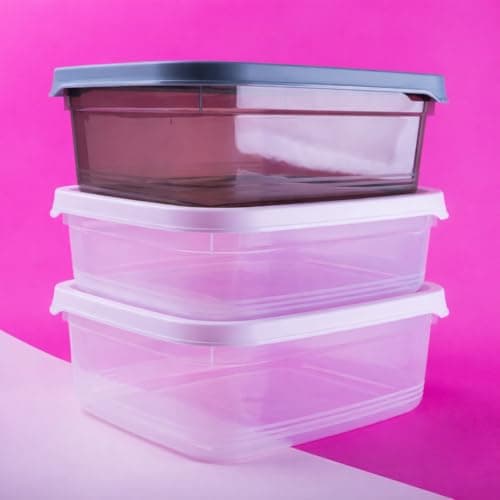 Generic Plastic Food Storage Container Set, BPA-Free, Airtight Seal, Fridge Safe, Multi-Purpose, 6L, 3 Pieces, Multiple Colours.