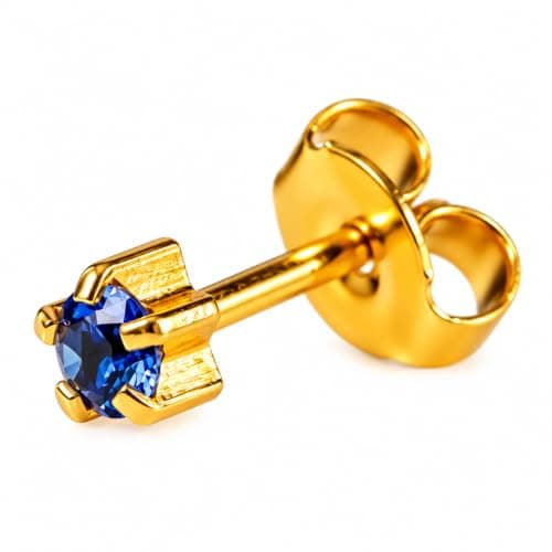 Caflon Gold Tone Stud Earring with Round Stone, Prong Set Push Back Earring, Classic Minimalist Jewelry