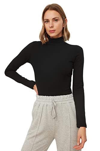 Trendyol Women Turtleneck Snap Knitted Bodysuit TWOAW21BD0008 Shirt (pack of 1) Leotard