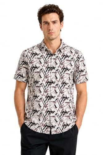 Palm Pattern Short Sleeves Shirt – Caffe | Shirt
