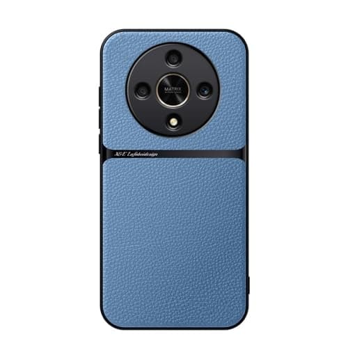 Case For(Compatible With Honor X9B) Litchi Leather Magnetic Full Coverage Shockproof Pho Premium Leather TPU Silicone Hybrid Texture Is Non-Slip And Shockproof Phone Case Cover (Light Blue)