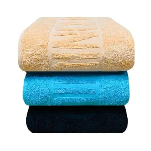 Cottonil Set Of 3 Egyptian 100% Quality Cotton Towel Same - Size 140x70 Cm Multicolor
