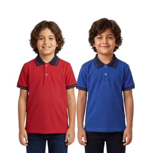 Red Circle Bundle of 2 Half sleeve polo shirt Kids red-royal blue 6