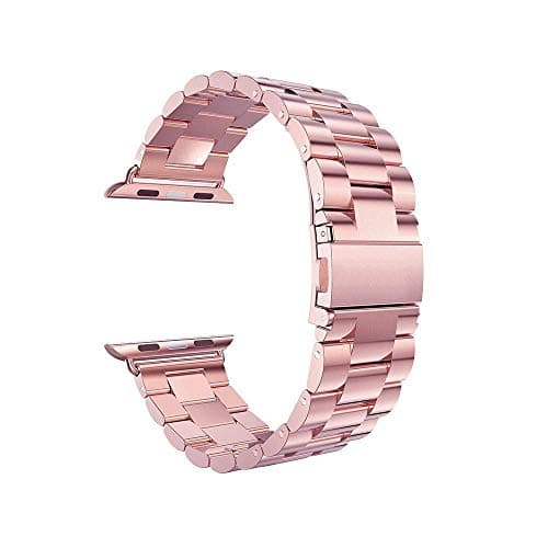 Band Compatible with Apple Watch, Stainless Steel Metal Replacement Smart Watch Strap Bracelet for Apple Watch Iwatch (rose gold 42mm) , 2724960944935