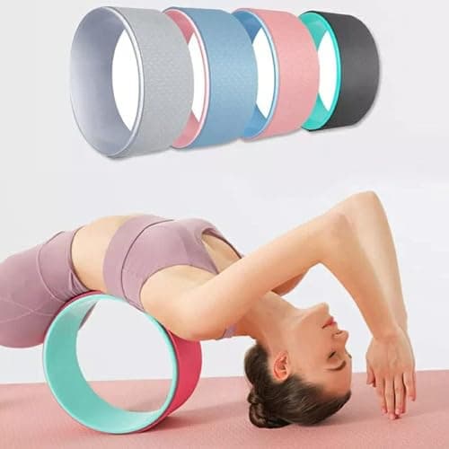 Yoga Rings Pilates Waist Shaping Bodybuilding Gym Exercise Yoga Wheel Fitness Back Training Tool,Multicolor