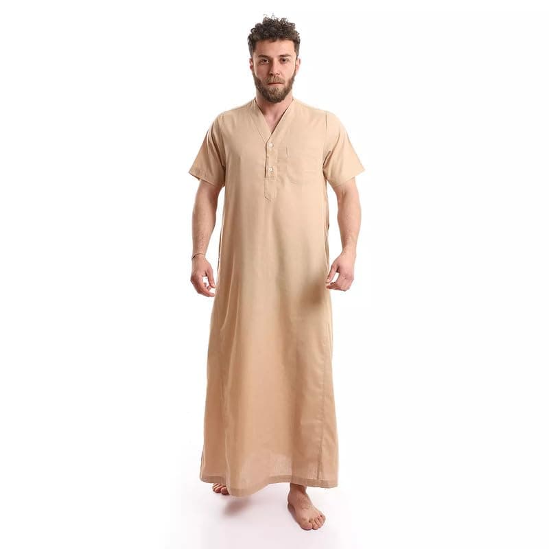 Shorto Men’s Plain Galabeya with Short Sleeves Robe