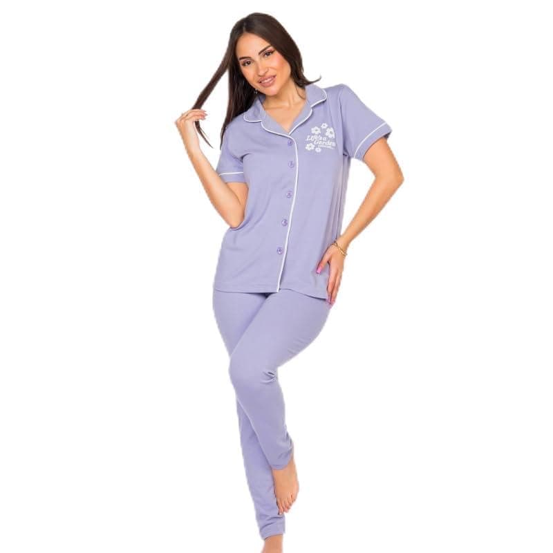 Cotton Zone Women?s home wear Set - soft pants and a short-sleeve shirt - PL1133 Pajamas