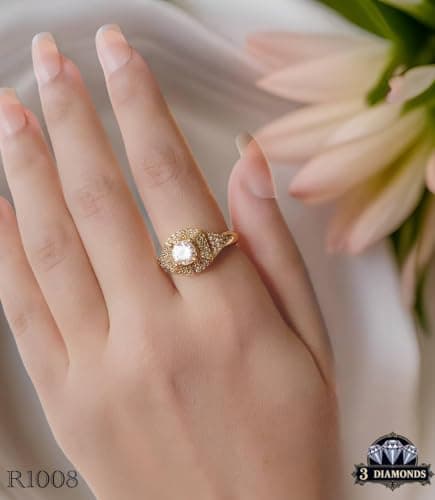 3 Diamonds 292474661779550 Women's Ring - Gold Plated with Sparkling Zircon