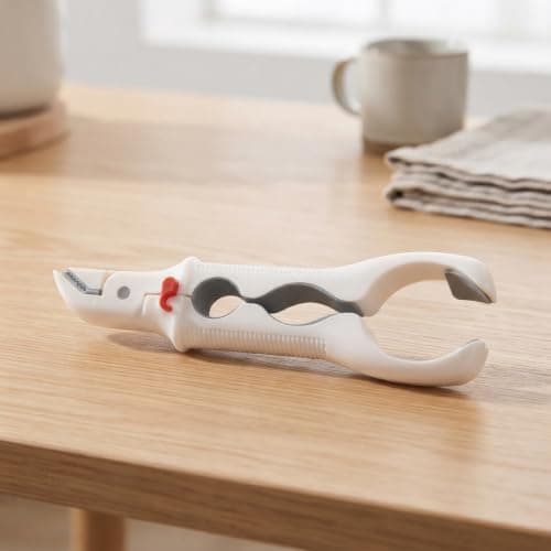 Multi-size Jar Opener and Bottle Lid Remover with Hot Pot Gripper and Dish Clip, Anti-Slip Silicone Lining and Spring Handle Kitchen Gadget Tool