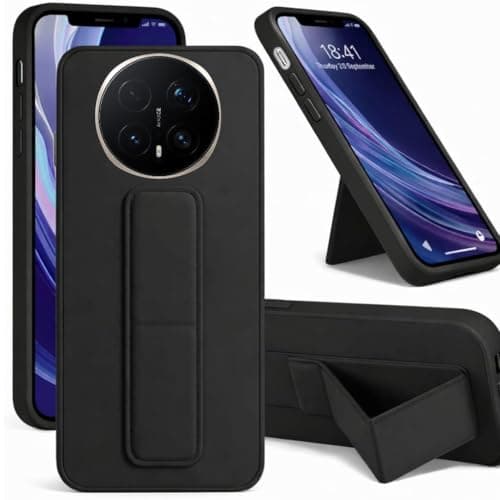 Back Cover Stand Case FOR Honor Magic 8 Pro Magnetic Car Holder Soft Silicone Horizontal & Vertical Kickstand Cover Wrist Strap Full protection Anti Fingerprint Case (Black)
